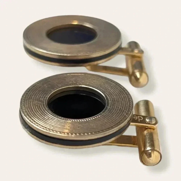 Vintage Destino 12K GF Circle Onyx Cufflinks - Picture 3 of 7